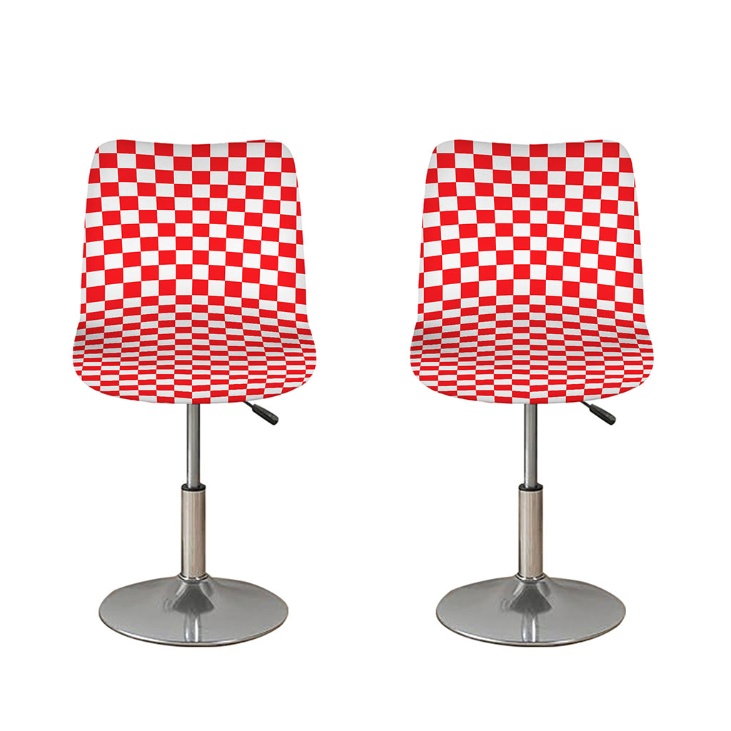 Red And White Checkered Pattern Print Bar Stool Covers
