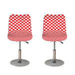 Red And White Checkered Pattern Print Bar Stool Covers