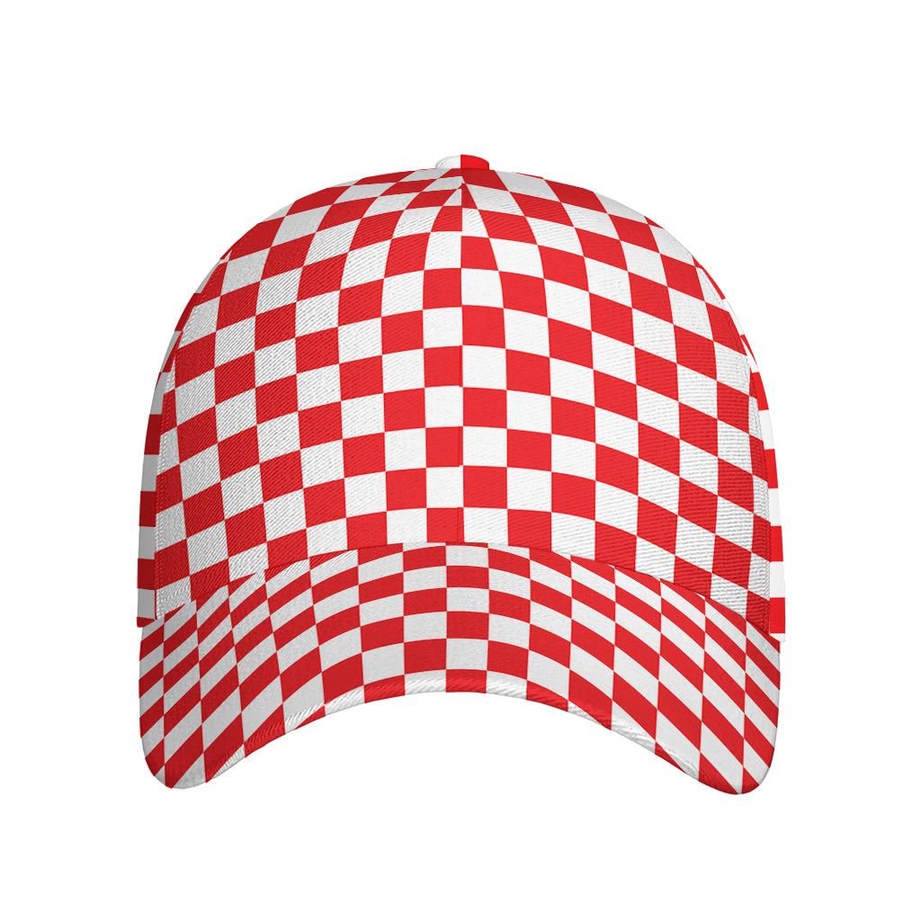 Red And White Checkered Pattern Print Baseball Cap