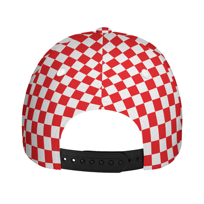 Red And White Checkered Pattern Print Baseball Cap