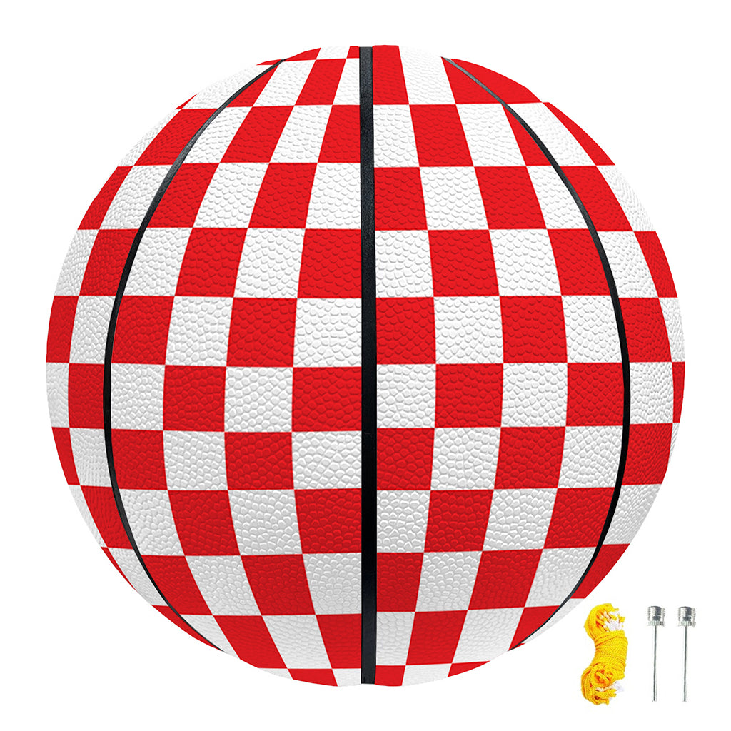 Red And White Checkered Pattern Print Basketball