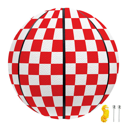 Red And White Checkered Pattern Print Basketball