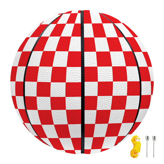 Red And White Checkered Pattern Print Basketball