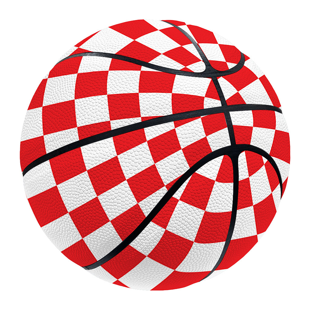 Red And White Checkered Pattern Print Basketball