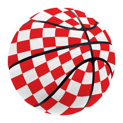 Red And White Checkered Pattern Print Basketball