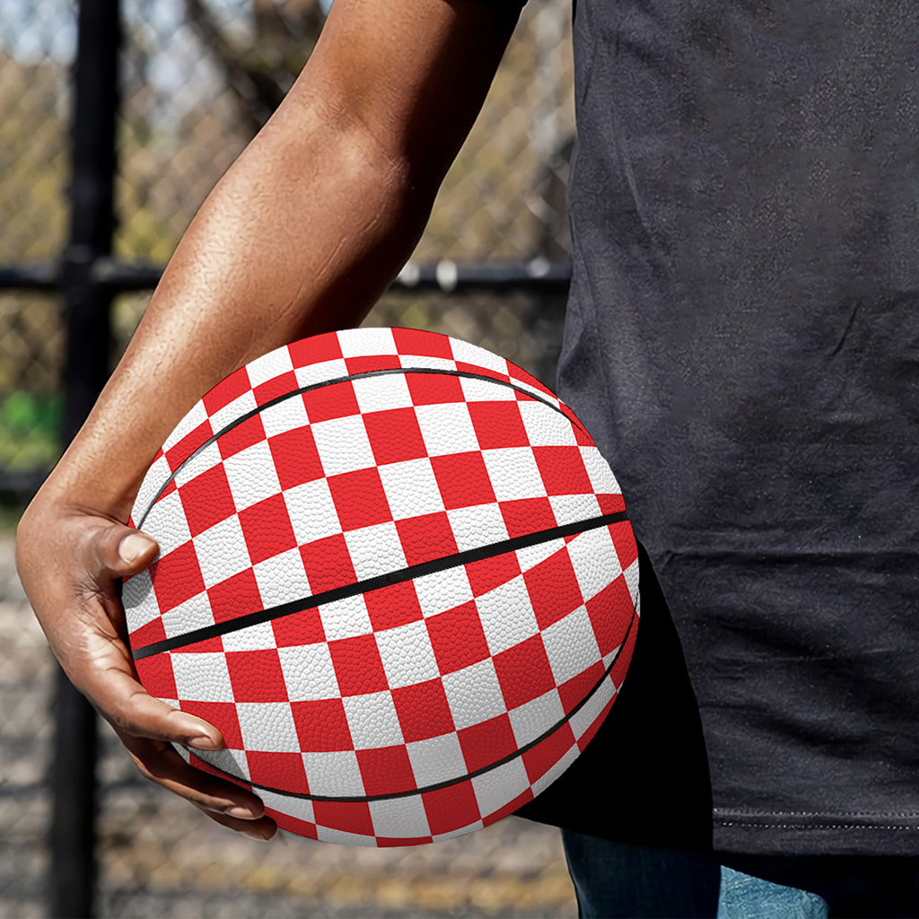 Red And White Checkered Pattern Print Basketball