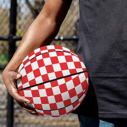 Red And White Checkered Pattern Print Basketball
