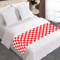 Red And White Checkered Pattern Print Bed Runner