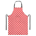Red And White Checkered Pattern Print Bib Apron With Pocket