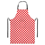 Red And White Checkered Pattern Print Bib Apron With Pocket