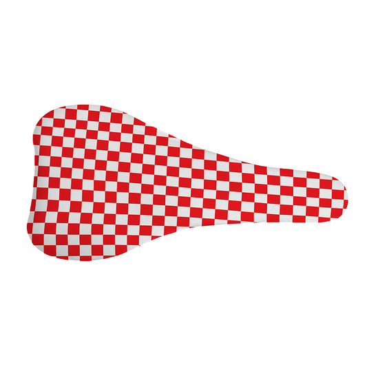 Red And White Checkered Pattern Print Bicycle Seat Cover