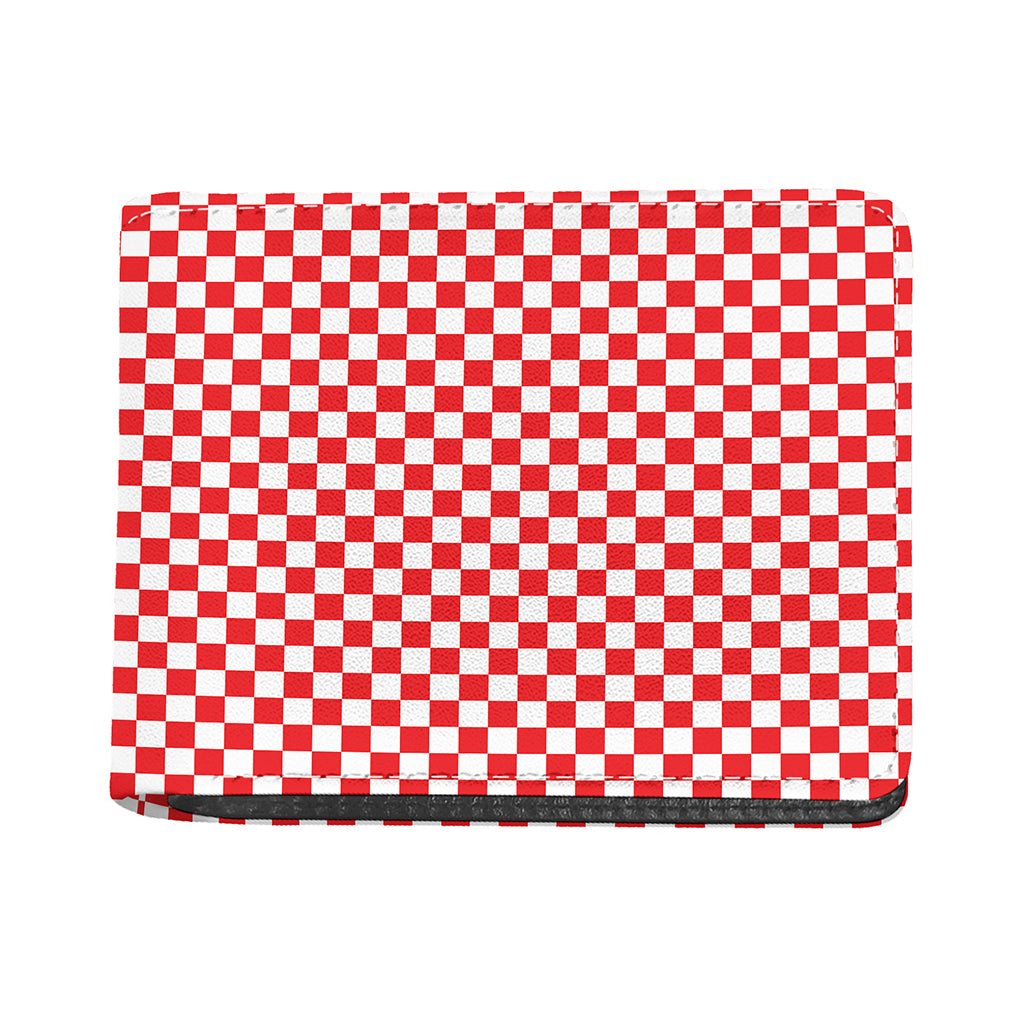 Red And White Checkered Pattern Print Bifold Wallet