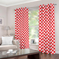Red And White Checkered Pattern Print Dimout Grommet Curtains