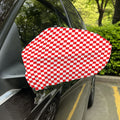 Red And White Checkered Pattern Print Car Side Mirror Covers