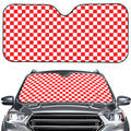 Red And White Checkered Pattern Print Car Windshield Sun Shade