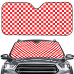 Red And White Checkered Pattern Print Car Windshield Sun Shade