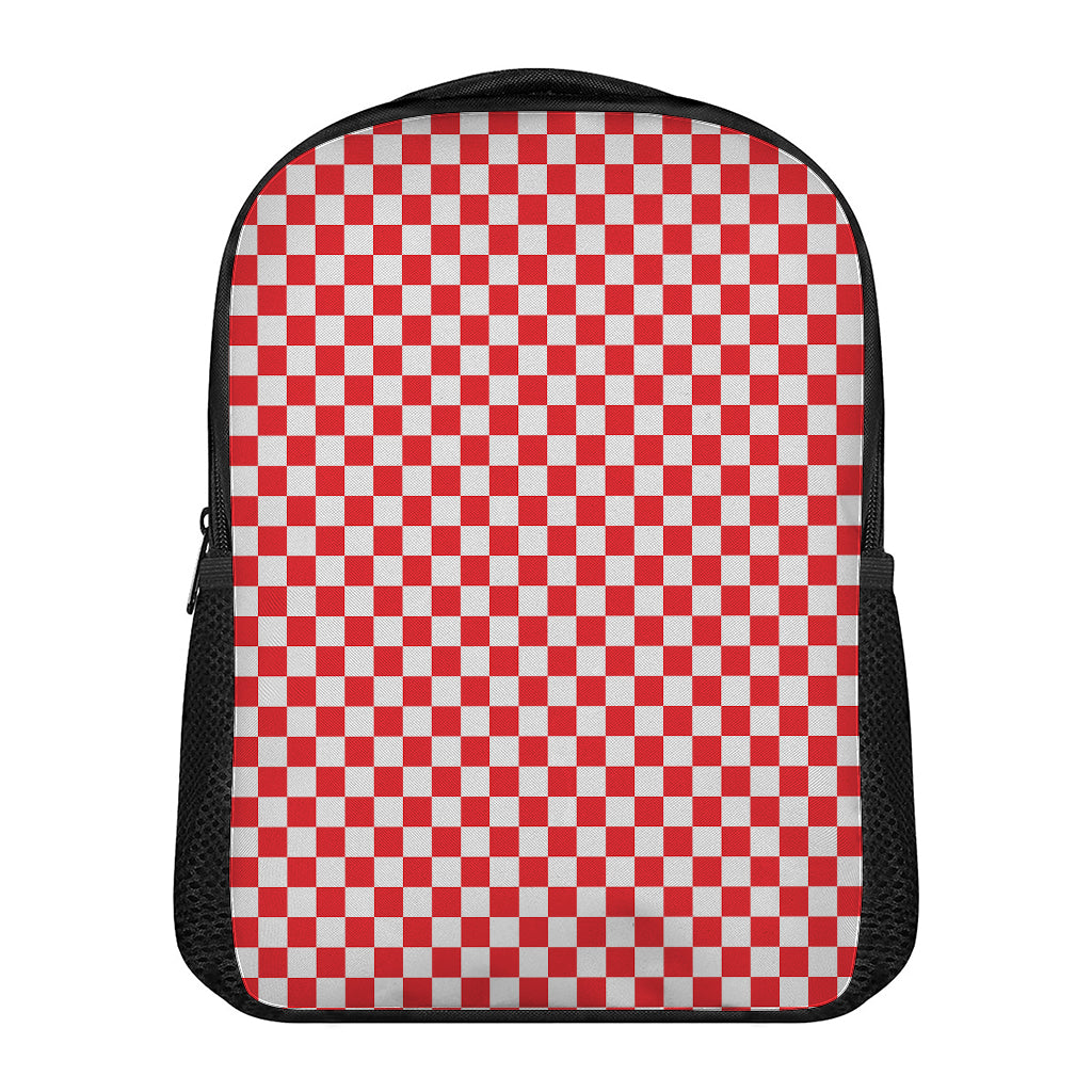 Red And White Checkered Pattern Print Casual Backpack