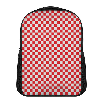 Red And White Checkered Pattern Print Casual Backpack