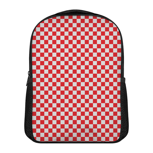 Red And White Checkered Pattern Print Casual Backpack