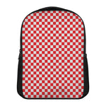 Red And White Checkered Pattern Print Casual Backpack