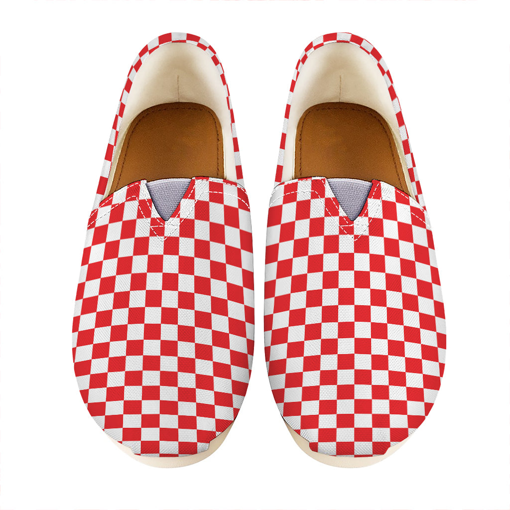 Red And White Checkered Pattern Print Casual Shoes