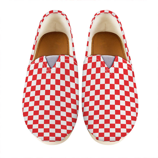 Red And White Checkered Pattern Print Casual Shoes