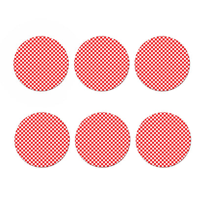 Red And White Checkered Pattern Print Coaster Set