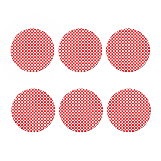 Red And White Checkered Pattern Print Coaster Set