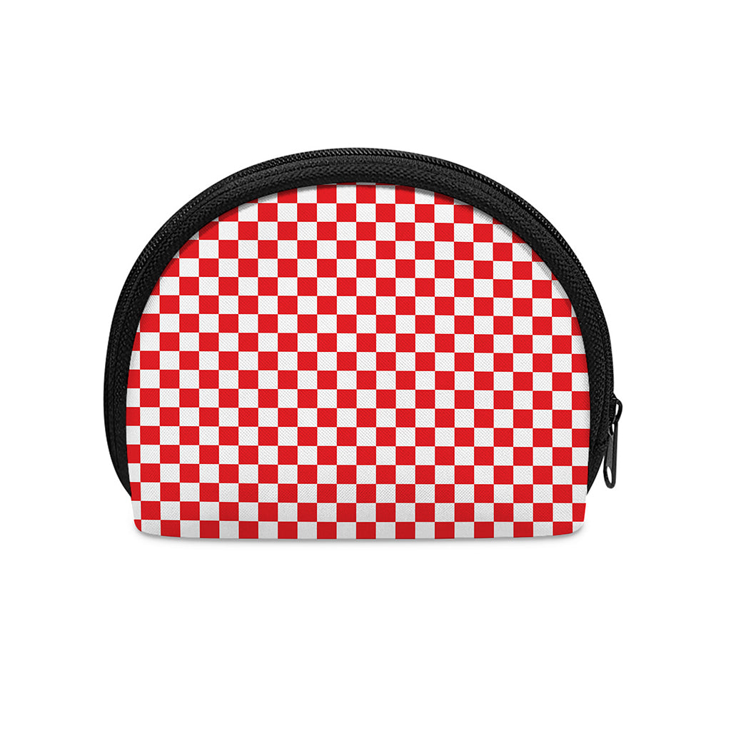 Red And White Checkered Pattern Print Coin Purse