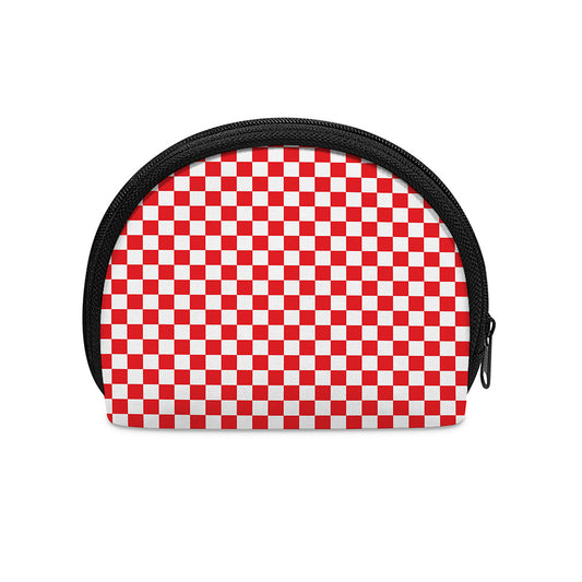 Red And White Checkered Pattern Print Coin Purse