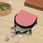 Red And White Checkered Pattern Print Coin Purse