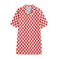 Red And White Checkered Pattern Print Cotton Hawaiian Shirt