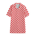 Red And White Checkered Pattern Print Cotton Hawaiian Shirt