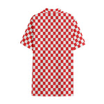 Red And White Checkered Pattern Print Cotton Hawaiian Shirt