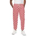 Red And White Checkered Pattern Print Cotton Sweatpants