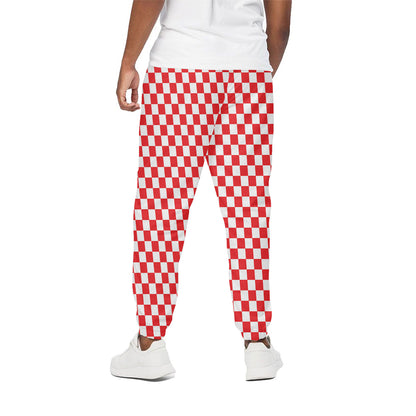 Red And White Checkered Pattern Print Cotton Pants