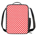 Red And White Checkered Pattern Print Crossbody Lunch Bag