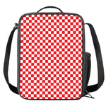 Red And White Checkered Pattern Print Crossbody Lunch Bag