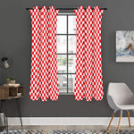 Red And White Checkered Pattern Print Curtain