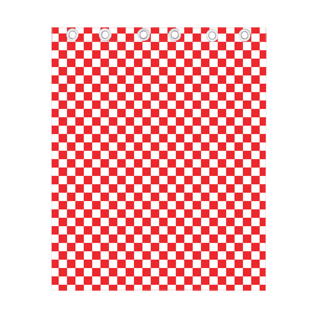 Red And White Checkered Pattern Print Curtain