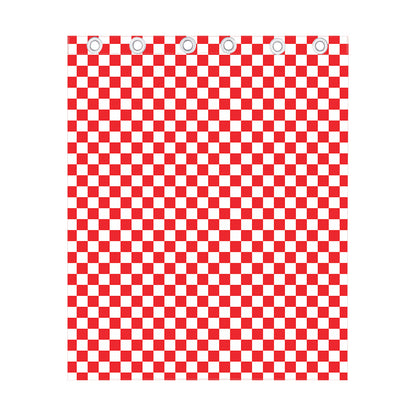 Red And White Checkered Pattern Print Curtain