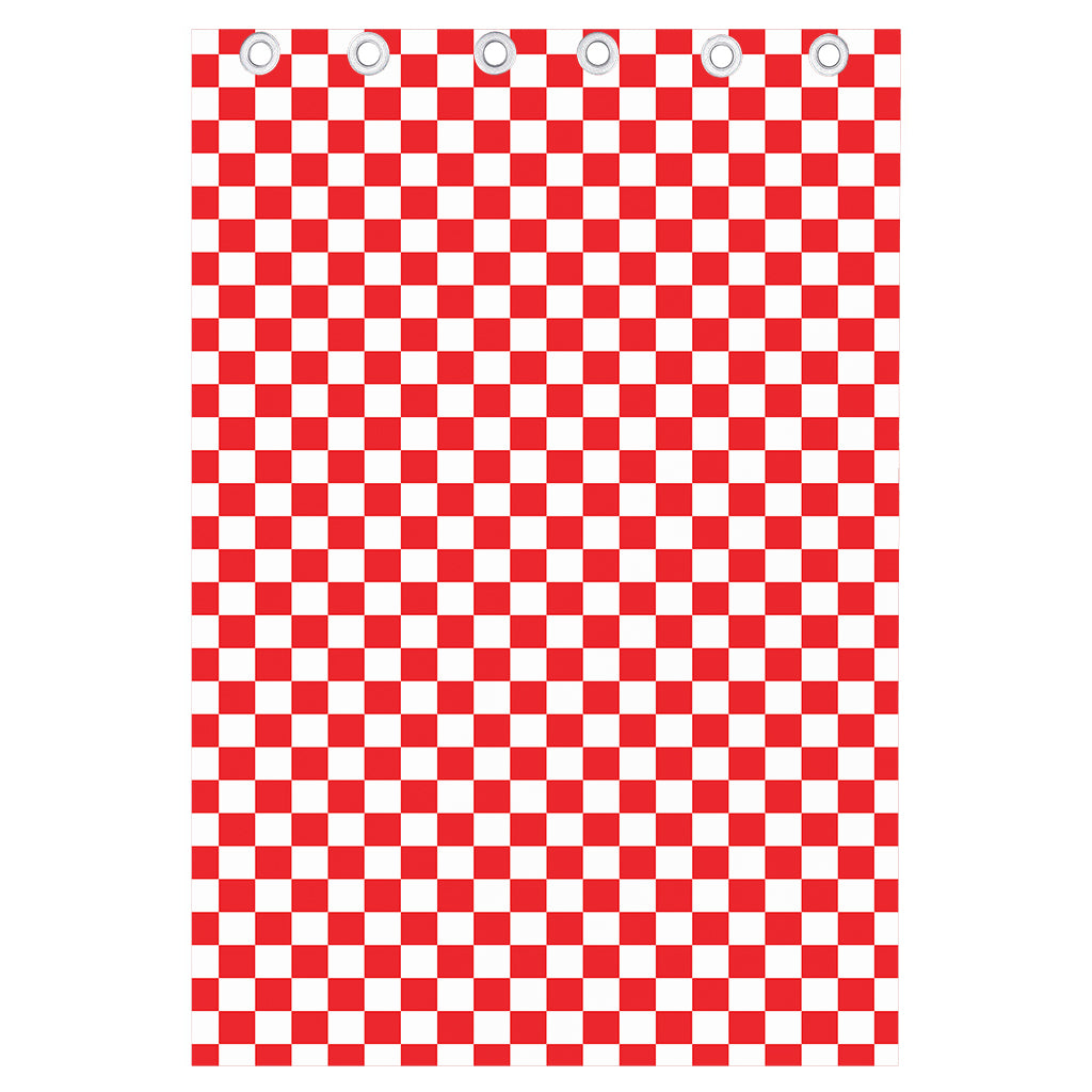 Red And White Checkered Pattern Print Curtain