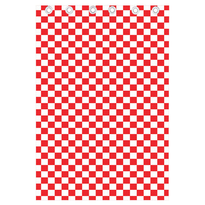 Red And White Checkered Pattern Print Curtain