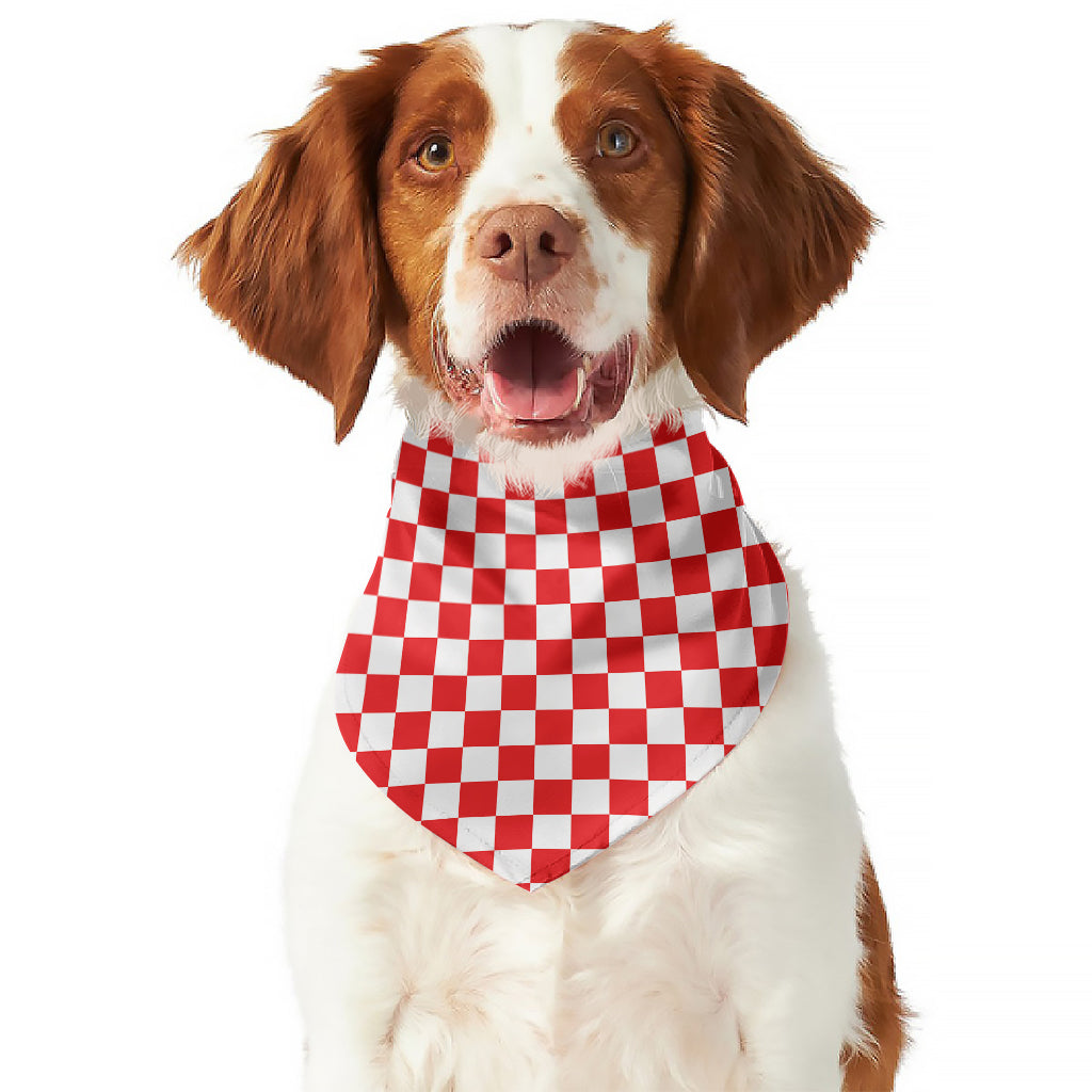 Red And White Checkered Pattern Print Dog Bandana