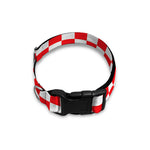 Red And White Checkered Pattern Print Dog Collar