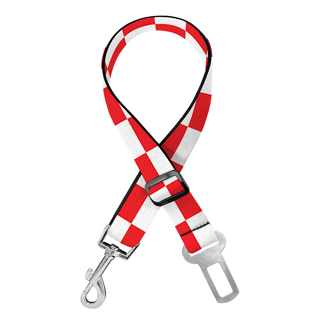 Red And White Checkered Pattern Print Dog Seat Belt