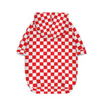 Red And White Checkered Pattern Print Dog Zip Up Hoodie