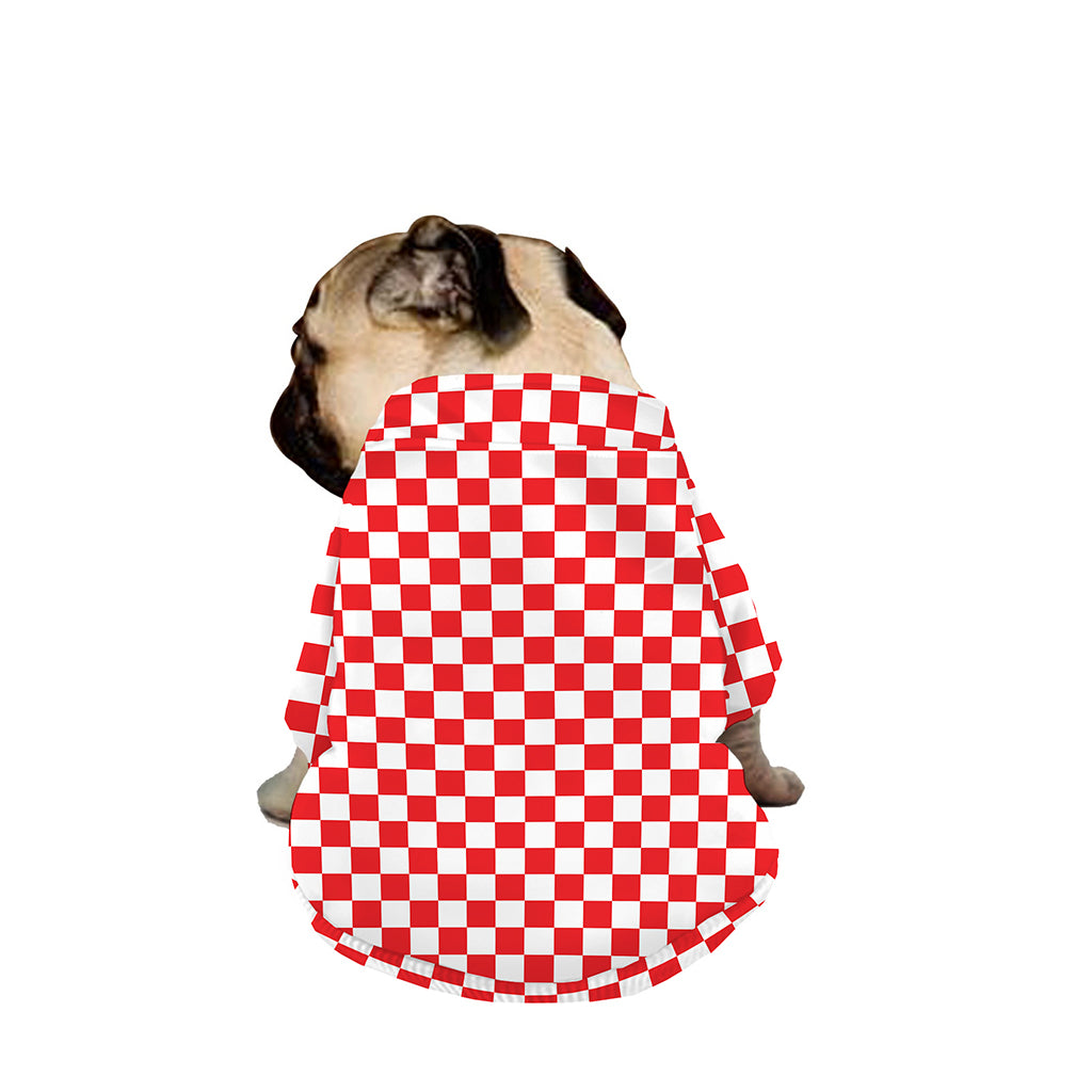 Red And White Checkered Pattern Print Dog Zip Up Jacket