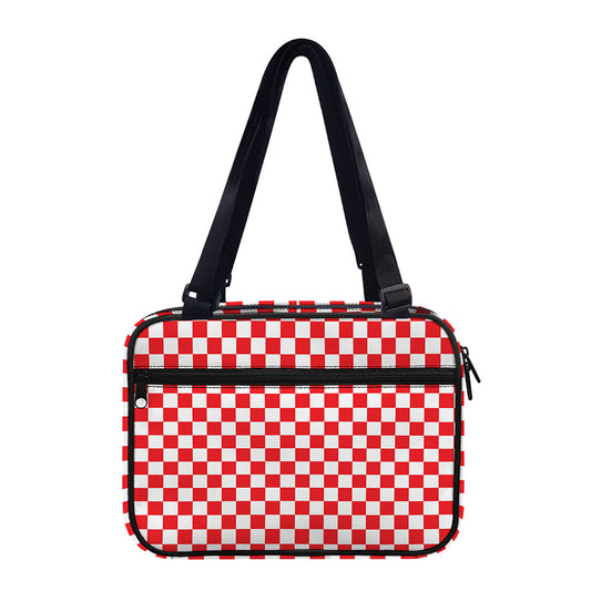 Red And White Checkered Pattern Print Double Strap Bible Bag