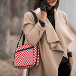 Red And White Checkered Pattern Print Double Strap Bible Bag
